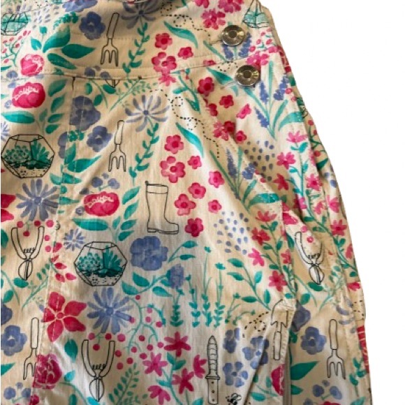 Duluth Trading Co Womens Gray and Pink Floral Patterned Overalls Size Large X 31 - Picture 11 of 16